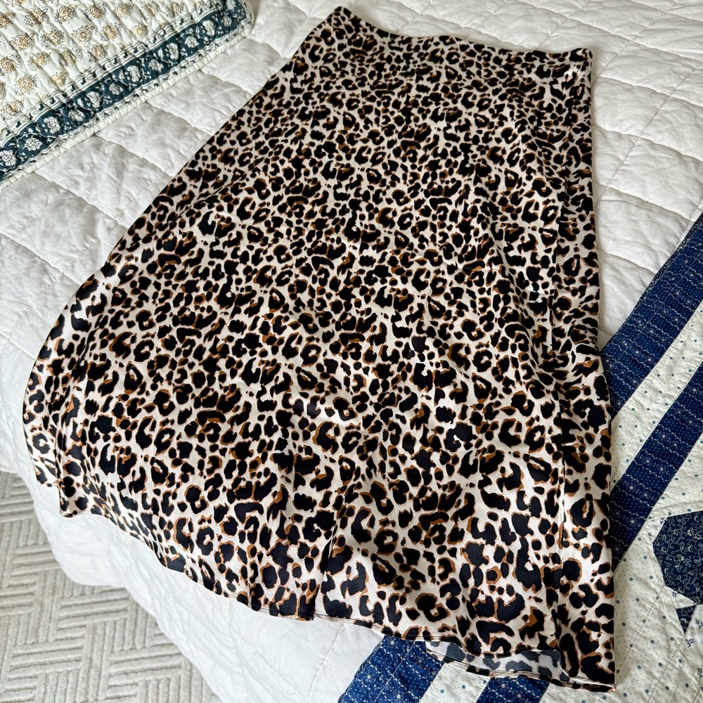 Quince Brown and Black Print Midi Silk Skirt